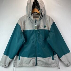 Ace USA Reversible Alaska 1959 Hooded Jacket Mens M Teal Grey Colorblock Zip